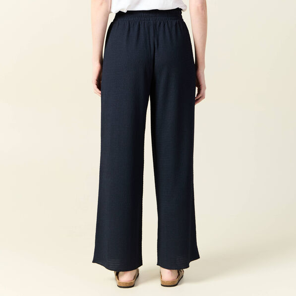 pantalon large fluide noeud bleu marine femme Pantalon large fluide noeud bleu marine femme