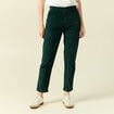 Pantalon large 7/8&egrave;me taille haute vert fonc&eacute; femme