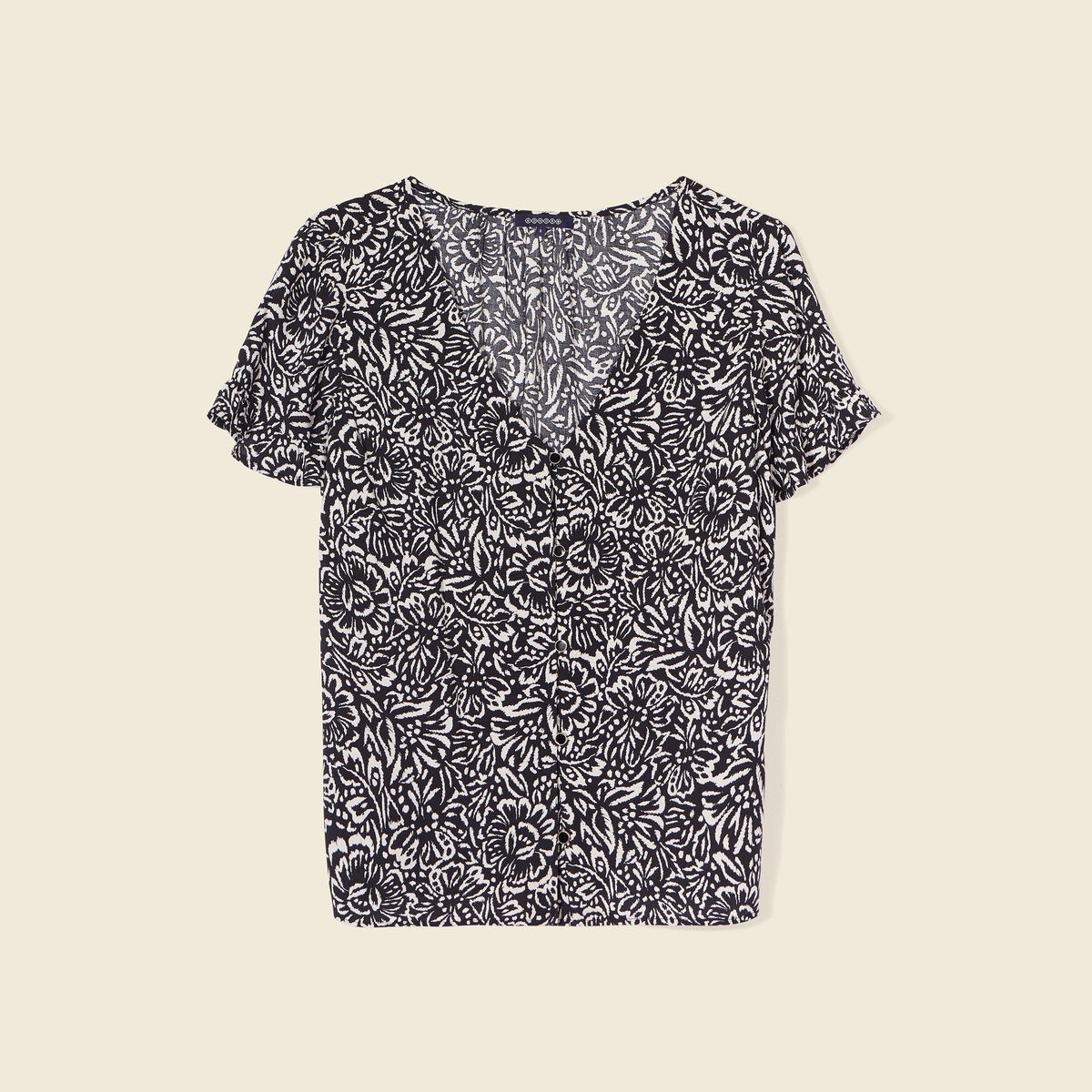 Chemise manches courtes noir femme