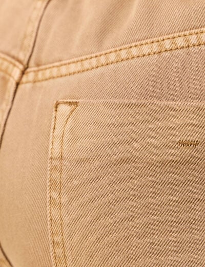 Short boyfriend ceinturé jean vert kaki femme