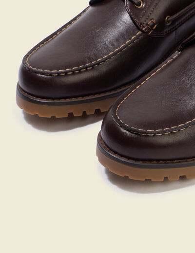 Mocassins &agrave; lacets marron fonc&eacute; homme