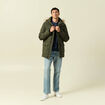 Parka longue droite &agrave; capuche vert kaki homme
