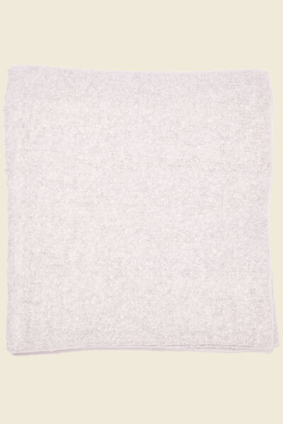 Écharpe maille duveteuse gris clair femme