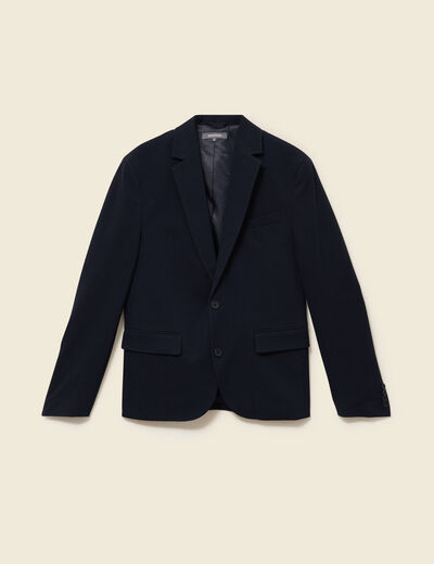 Blazer cintr&eacute; manches longues doubl&eacute; bleu marine homme