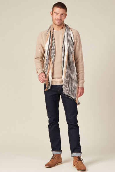 Pull manches longues beige homme