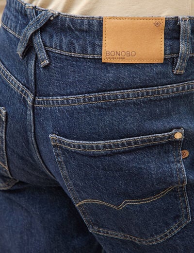 Jeans straight 7/8&egrave;me taille haute denim brut femme