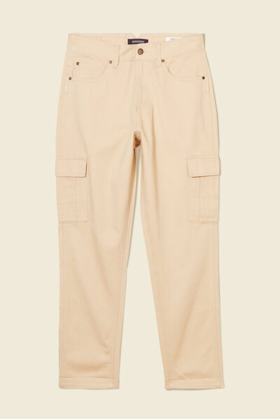 Pantalon cargo beige femme