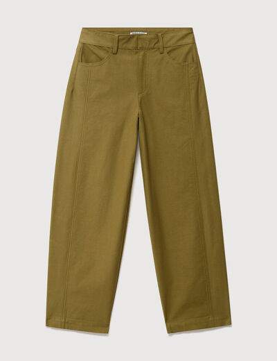 Pantalon coupe regular vert kaki femme