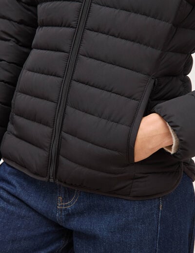 Doudoune ajust&eacute;e mi-longue &agrave; capuche noir femme
