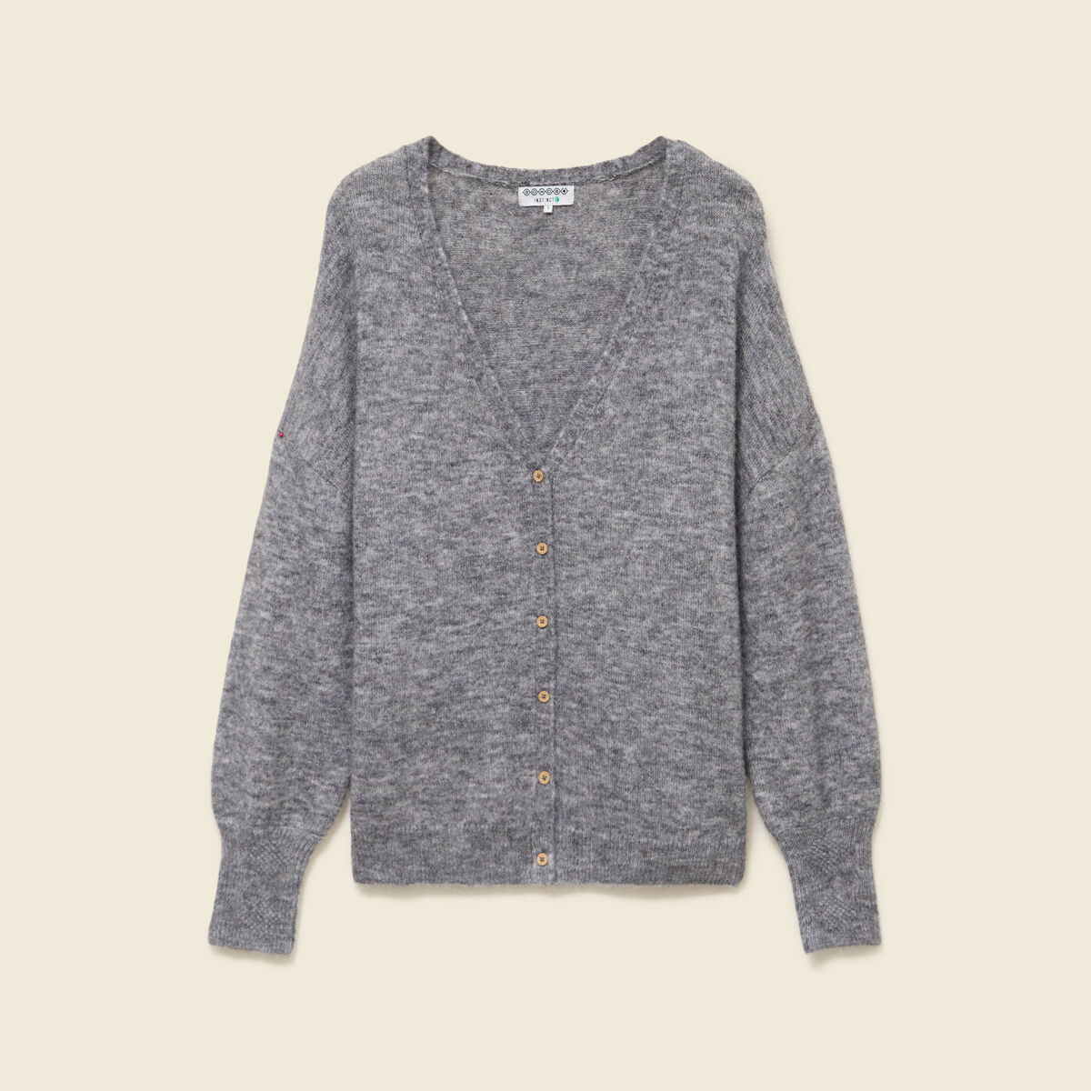 Gilet manches longues col v gris clair femme