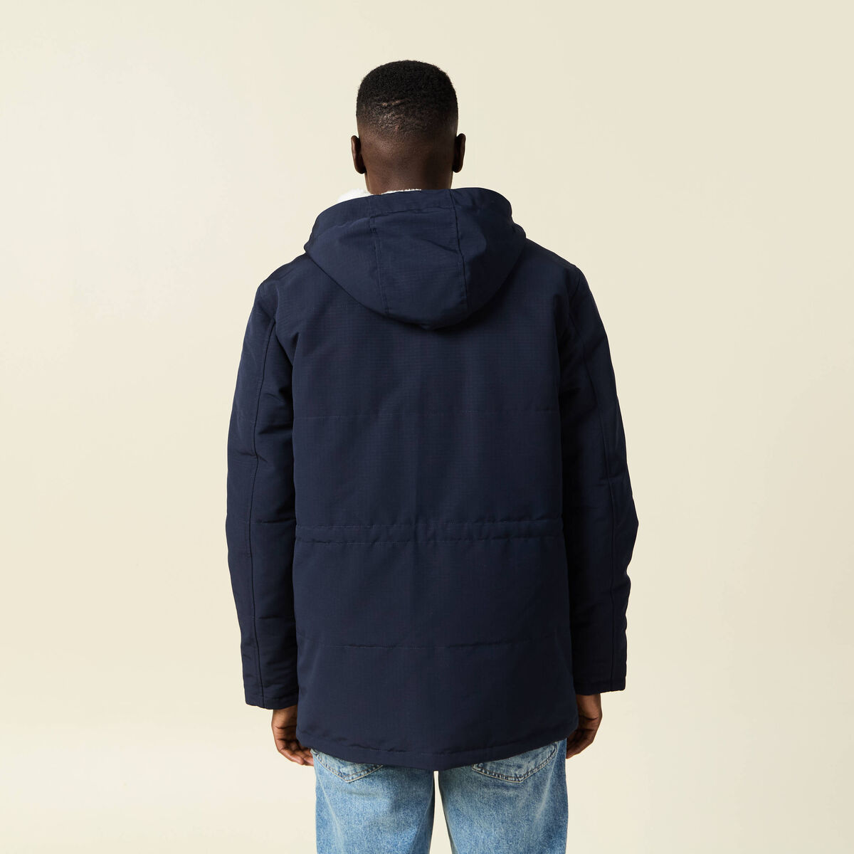 Parka &agrave; capuche bleu marine homme