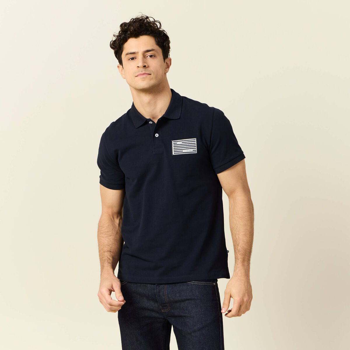 Polo manches courtes bleu marine homme