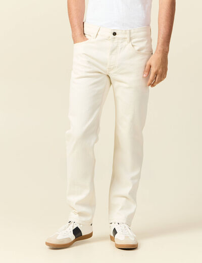 Jeans straight 5 poches ecru homme