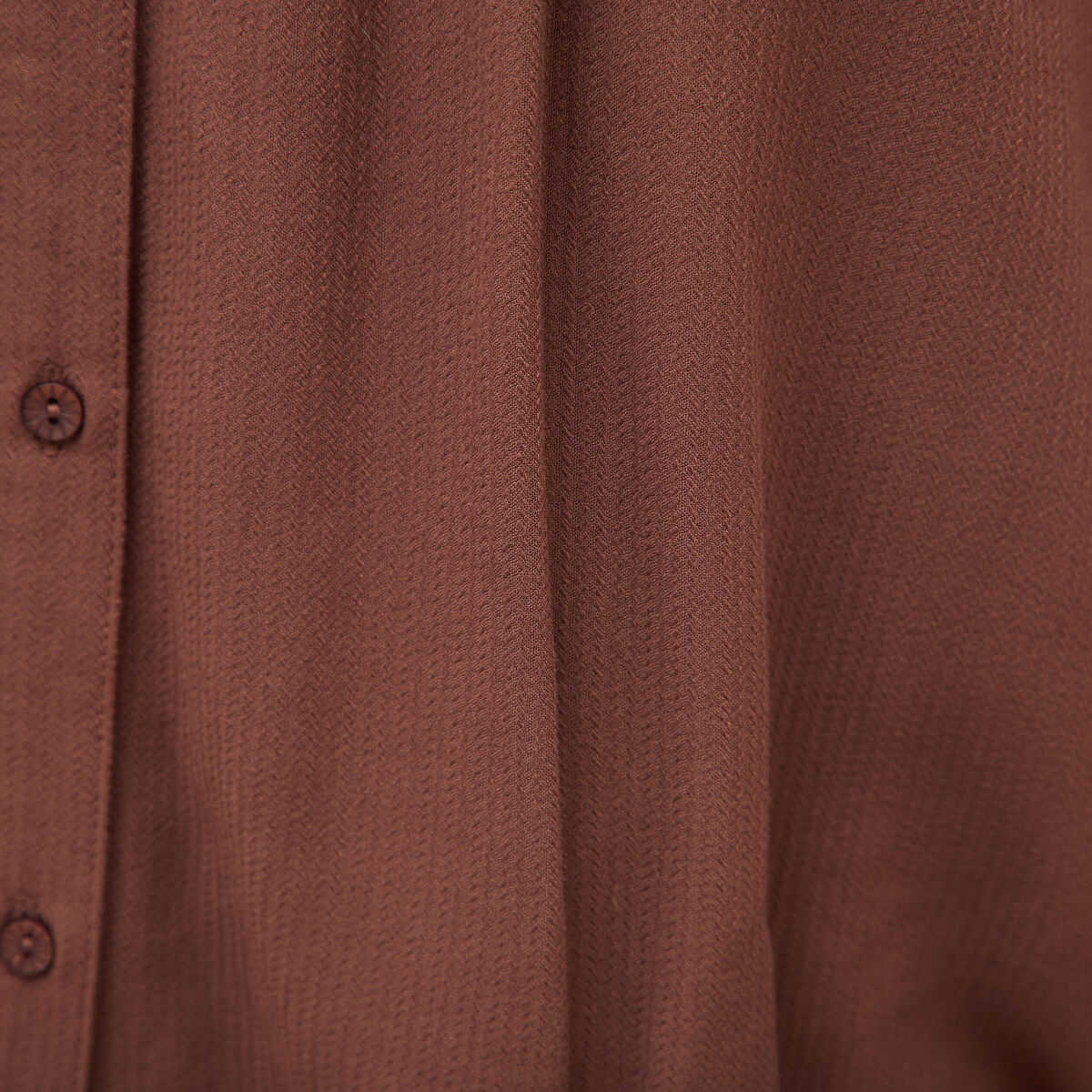Blouse ajour&eacute;e col rond manches longues marron fonc&eacute; femme