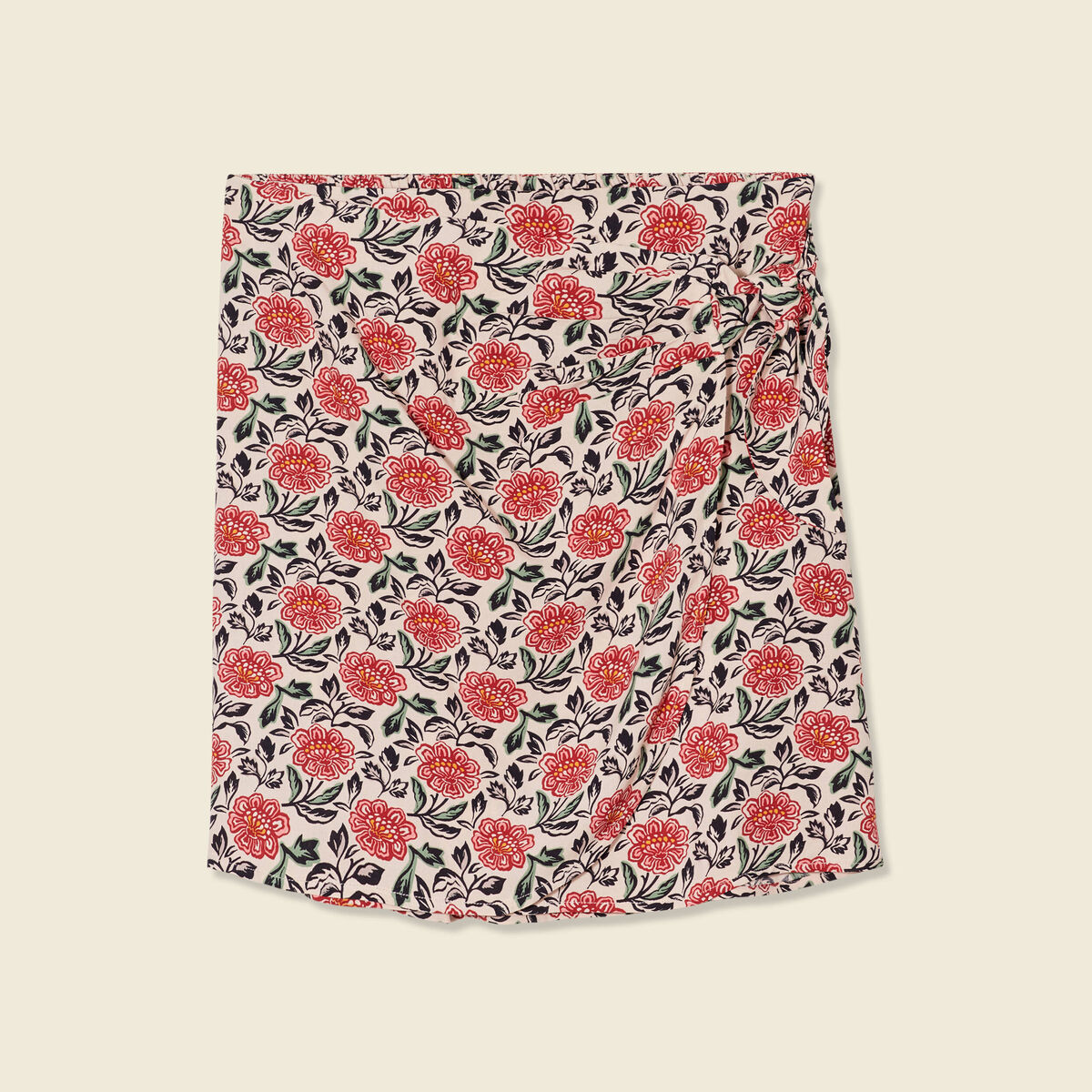Jupe portefeuille noeud ecru femme
