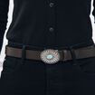 Ceinture en cuir western marron foncé femme