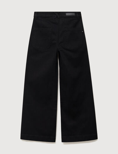 Jeans large taille haute denim noir femme