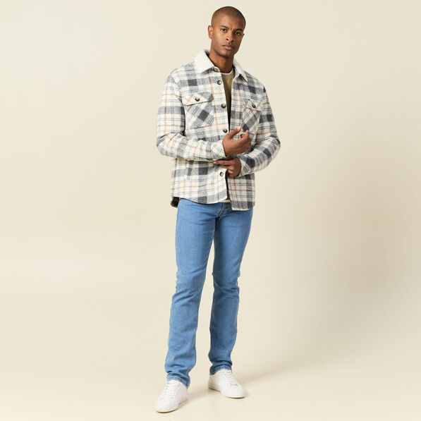 Surchemise col aviateur gris homme