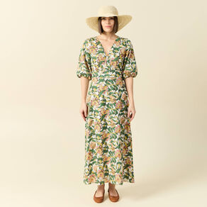 Robe longue évasée blanc femme
