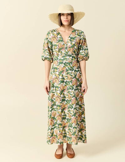 Robe longue évasée blanc femme