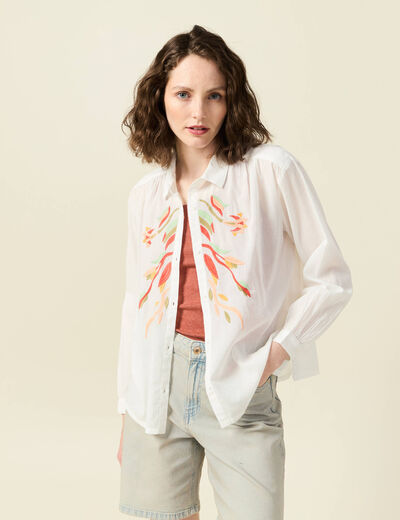 Chemise manches longues ecru femme