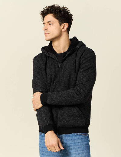 Sweat manches longues zippé noir homme