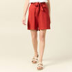 Short large taille haute rouge foncé femme