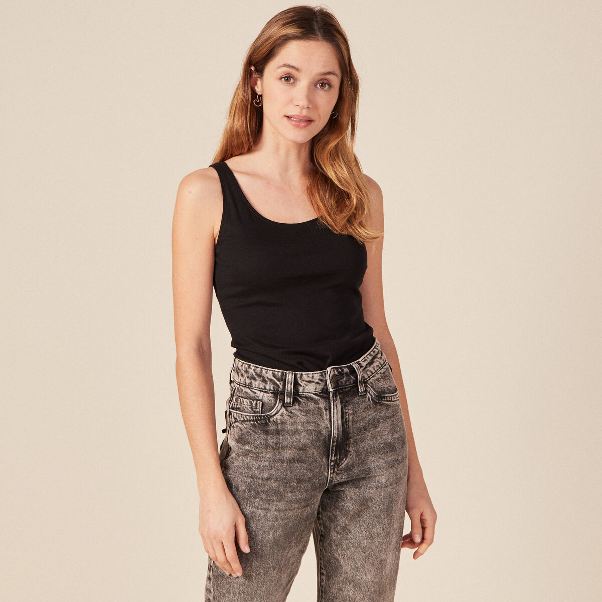 Débardeur femme uni col arrondi Instinct noir femme