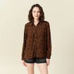 Chemise manches longues fluide marron foncé femme