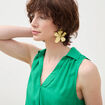 Top sans manches col tailleur vert femme