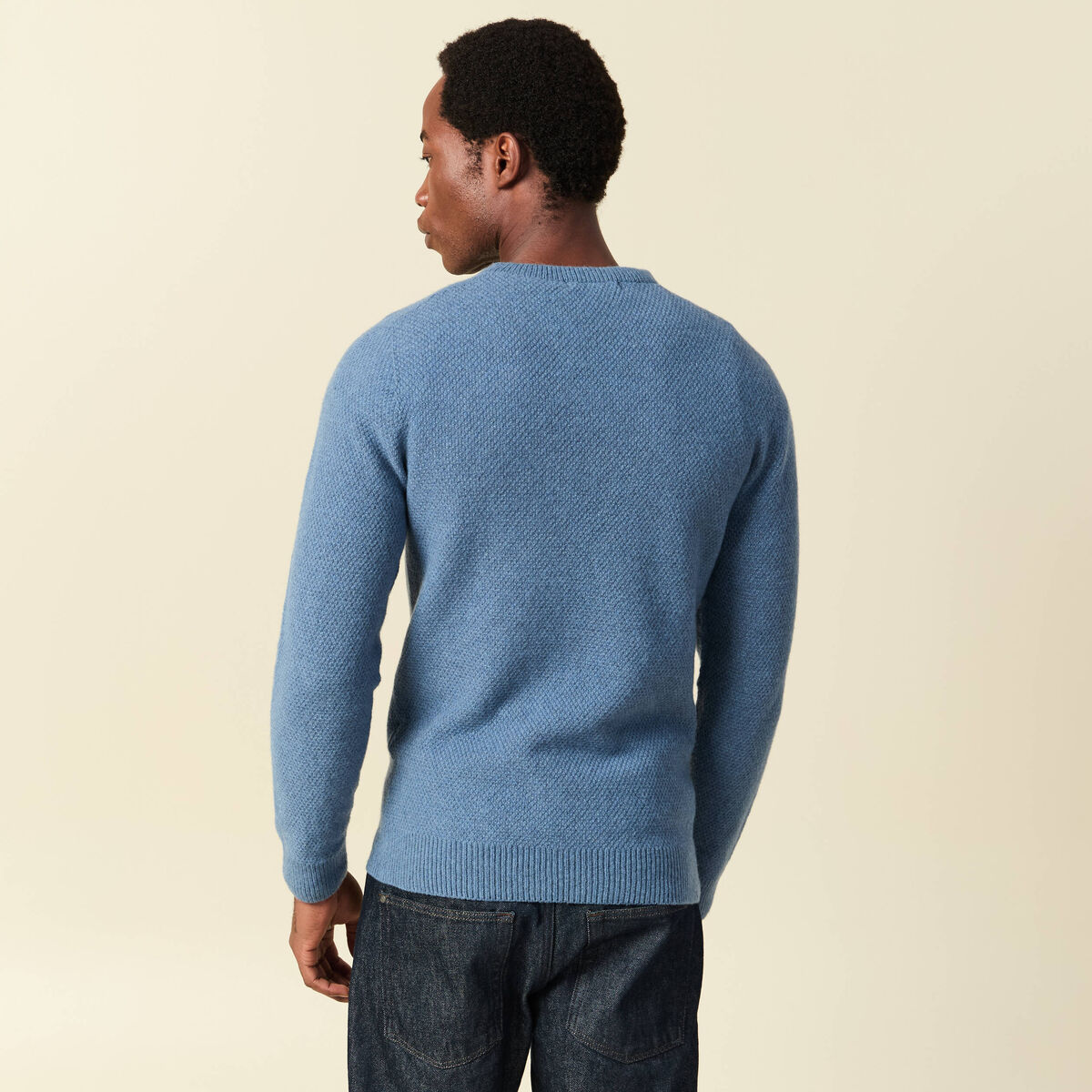 Pull manches longues fabriqu&eacute; en France bleu fonc&eacute; homme