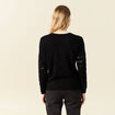 Pull manches longues sequins noir femme
