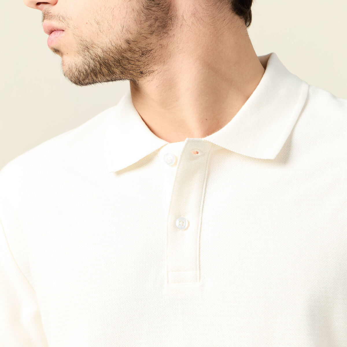 Polo manches courtes ecru homme