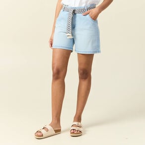 short boyfriend ceinture jean denim bleach femme Short boyfriend ceinturé jean denim bleach femme