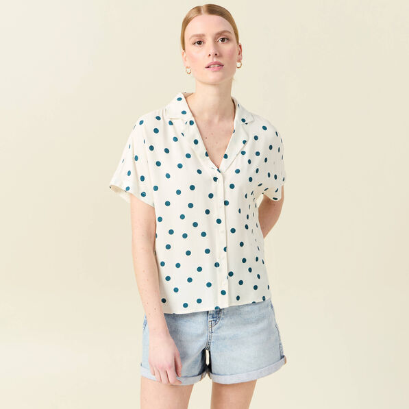 chemise manches courtes bleu canard femme Chemise manches courtes bleu canard femme
