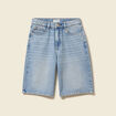 Bermuda large taille haute en coton denim used femme