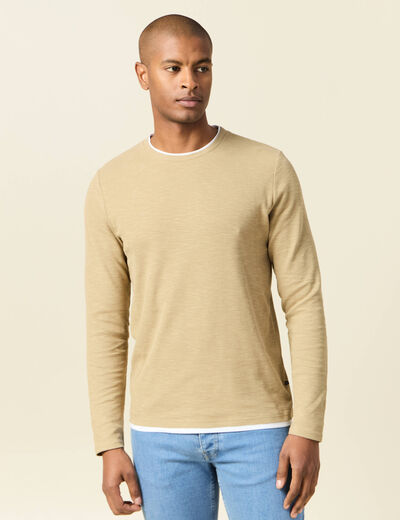 T-shirt manches longues taupe homme