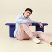 Chemise en coton manches longues bleu ciel homme