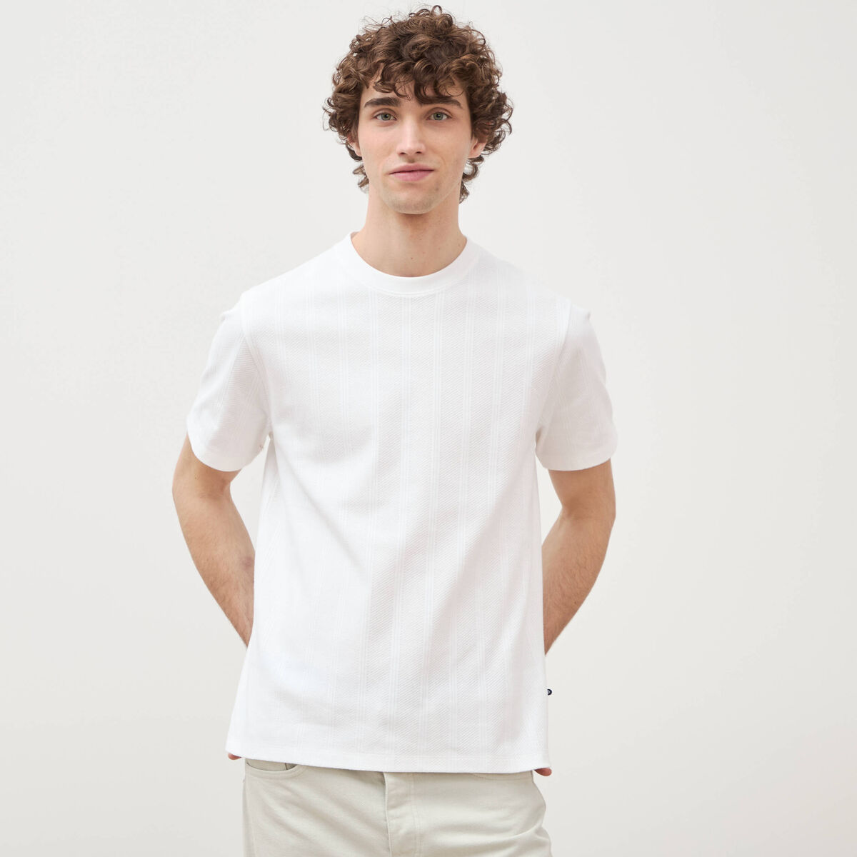 T-shirt en coton manches courtes blanc homme