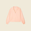 Sweat manches longues col polo rose saumon femme