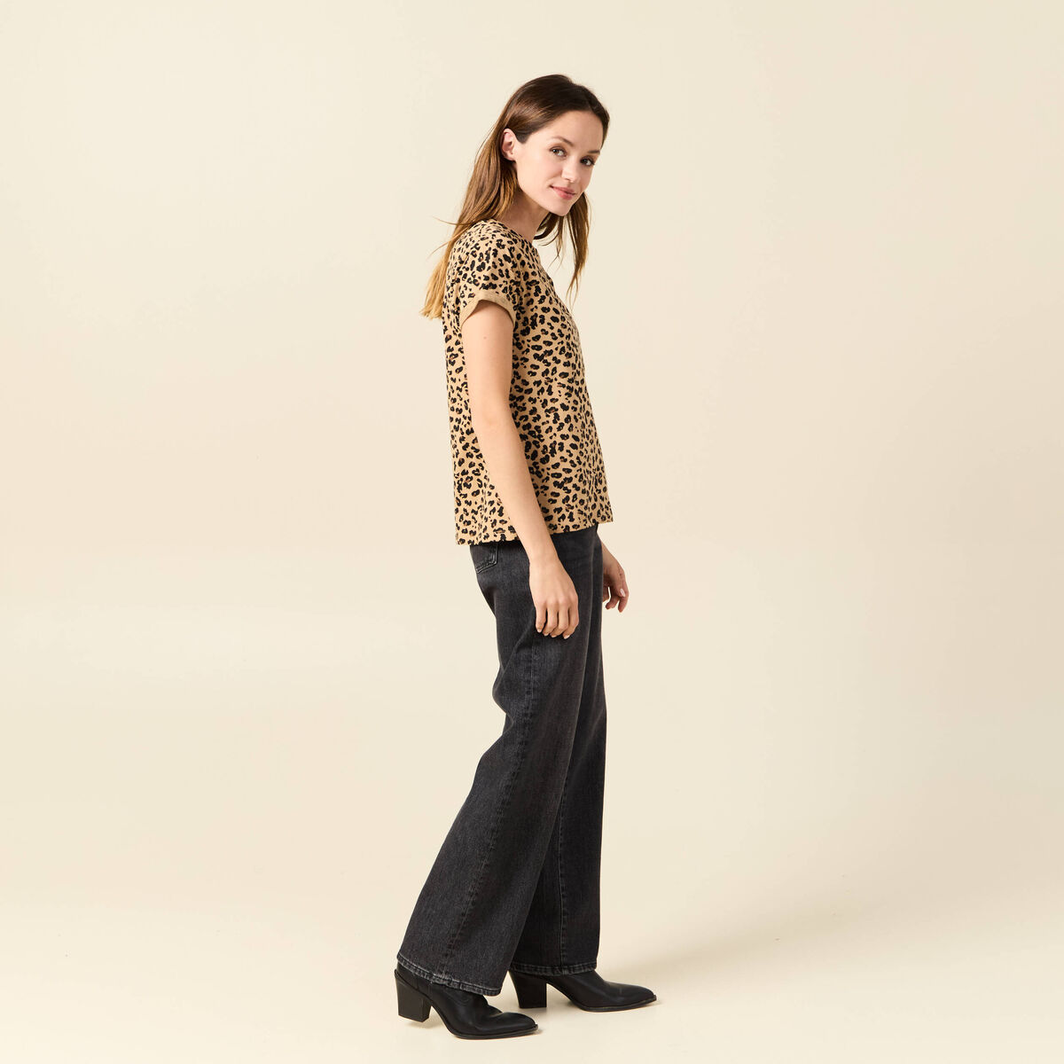 T-shirt manches courtes camel femme
