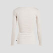 T-shirt cintr&eacute; manches longues col rond beige femme