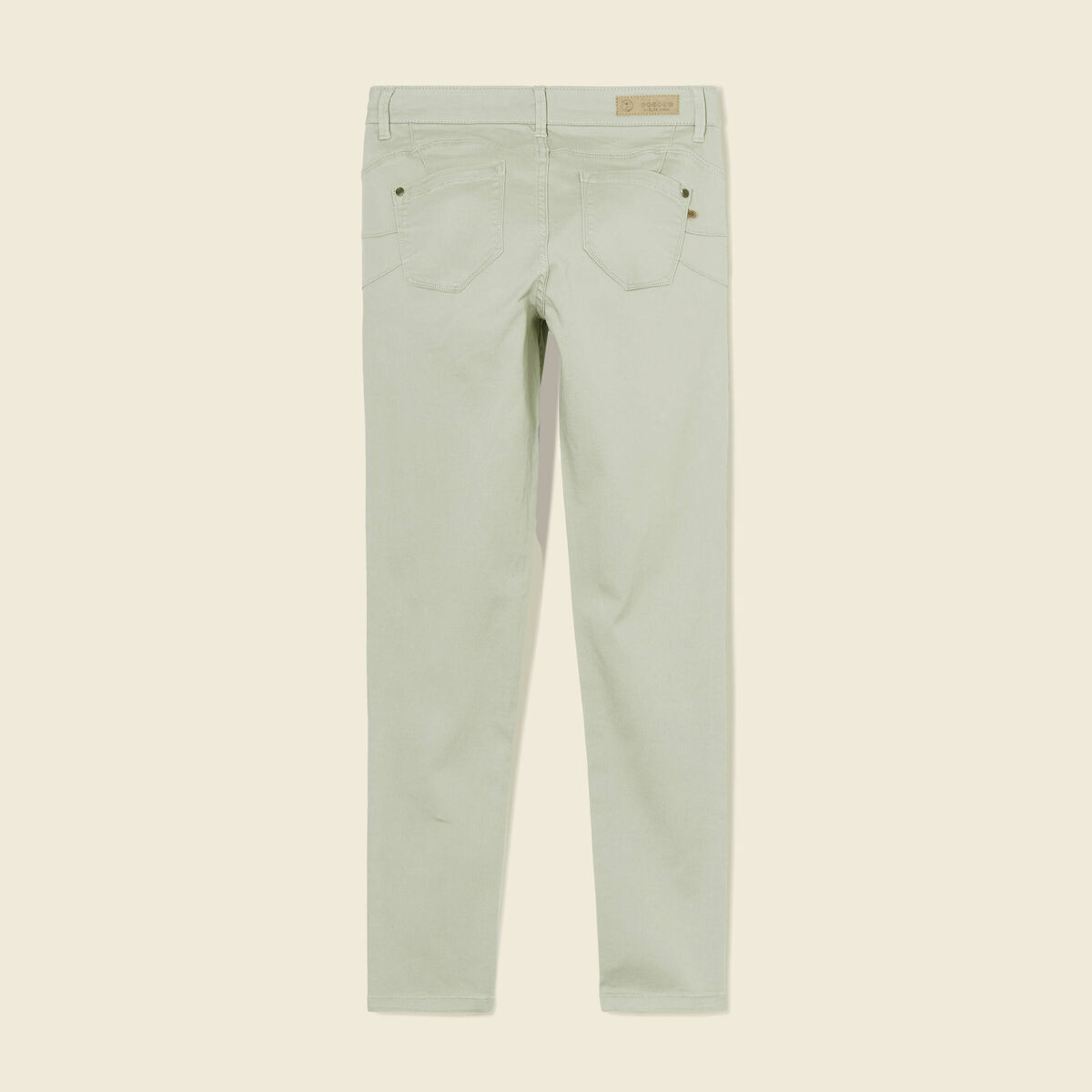 Pantalon skinny push-up 7/8ème vert olive femme