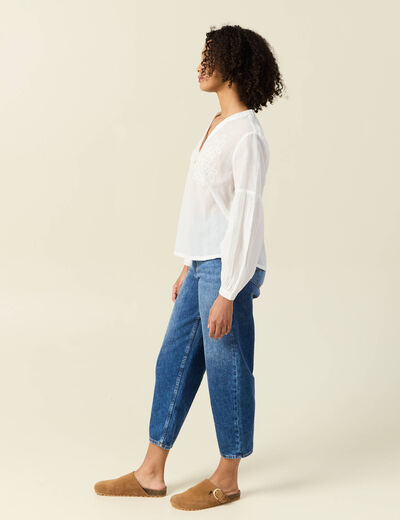 Blouse manches longues ecru femme