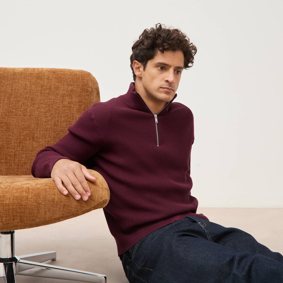 Pull col camionneur prune homme