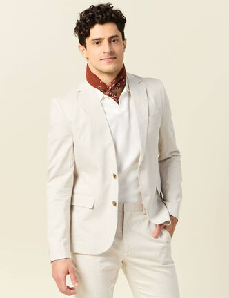 Veste blazer cintr&eacute; sable homme