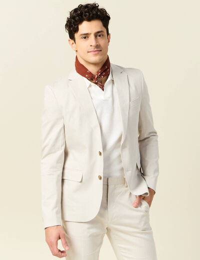 Veste blazer cintr&eacute; sable homme