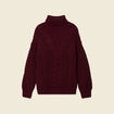 Pull manches longues col roulé rouge foncé femme