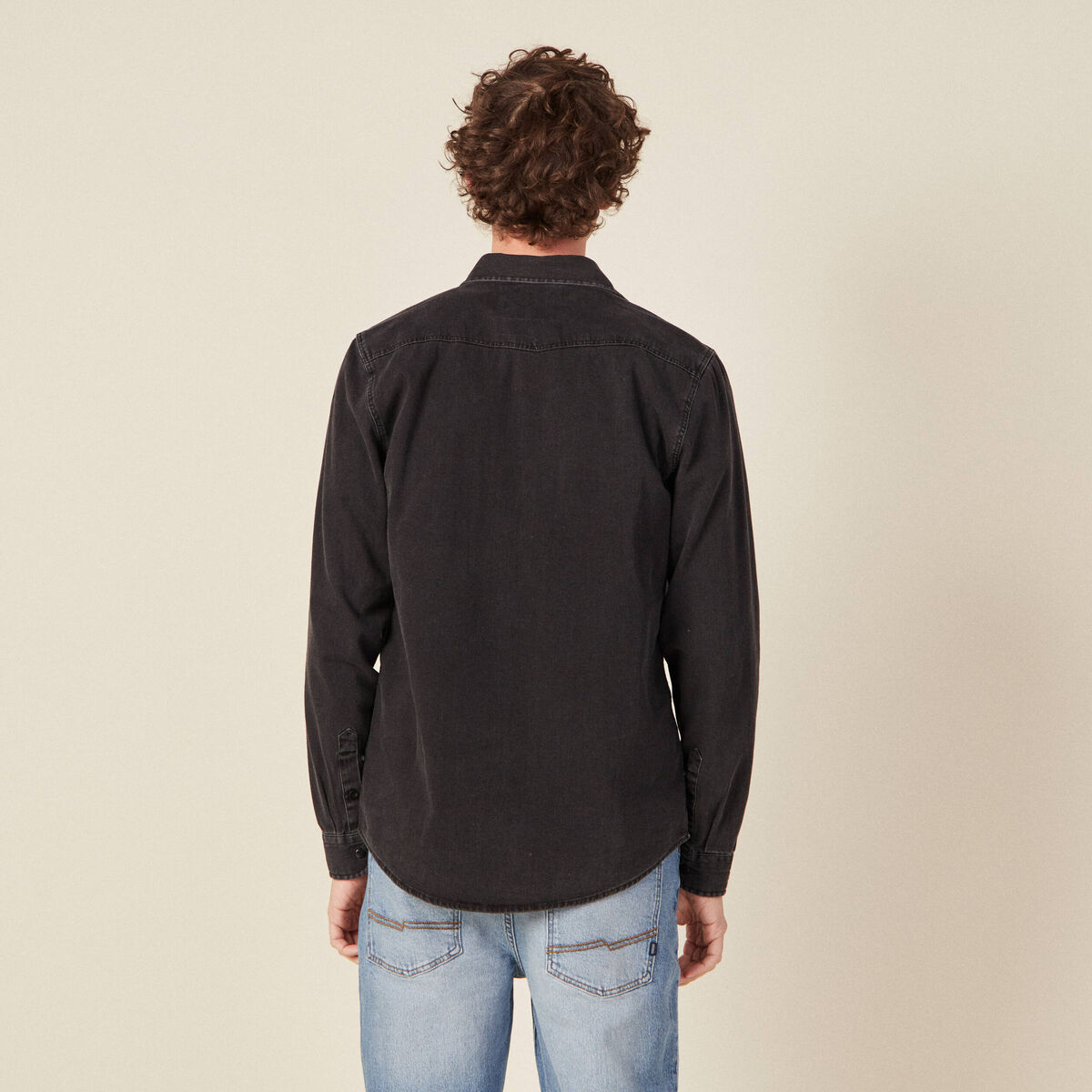 Chemise manches longues jean denim noir homme