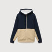 Sweat droit sherpa &agrave; capuche bleu marine homme